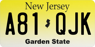 NJ license plate A81QJK