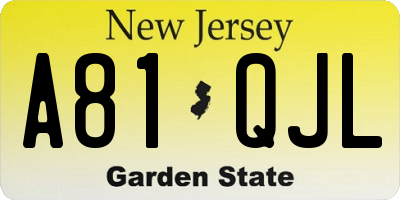 NJ license plate A81QJL