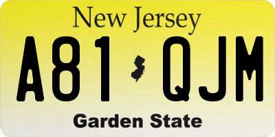NJ license plate A81QJM