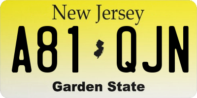 NJ license plate A81QJN