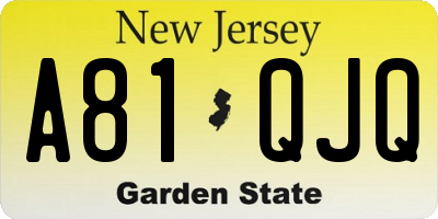 NJ license plate A81QJQ