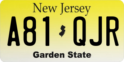 NJ license plate A81QJR