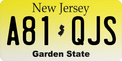 NJ license plate A81QJS