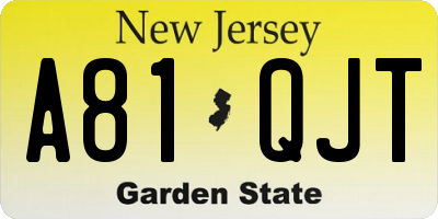 NJ license plate A81QJT