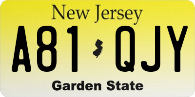 NJ license plate A81QJY