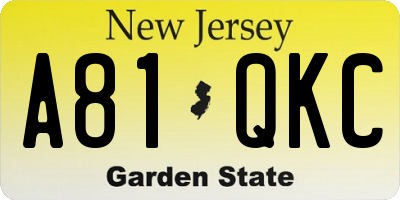 NJ license plate A81QKC