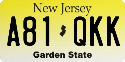 NJ license plate A81QKK