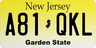 NJ license plate A81QKL