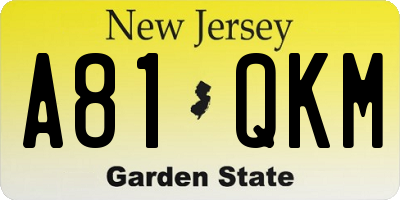 NJ license plate A81QKM