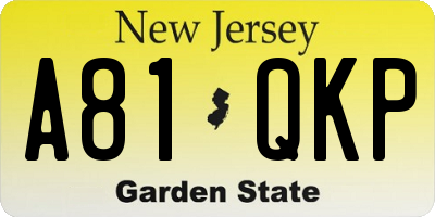 NJ license plate A81QKP