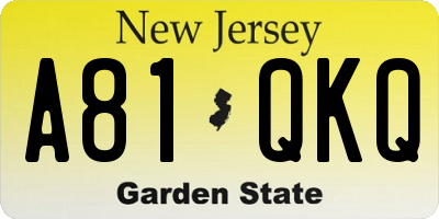 NJ license plate A81QKQ
