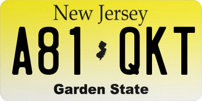 NJ license plate A81QKT