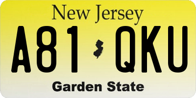 NJ license plate A81QKU