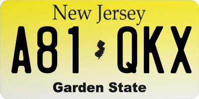 NJ license plate A81QKX