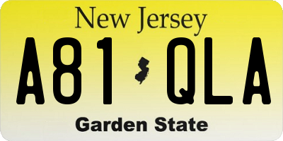 NJ license plate A81QLA