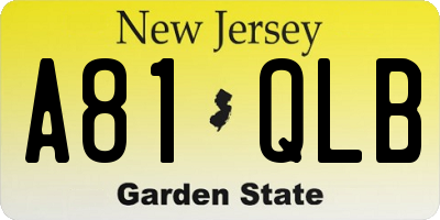 NJ license plate A81QLB