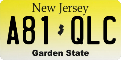 NJ license plate A81QLC