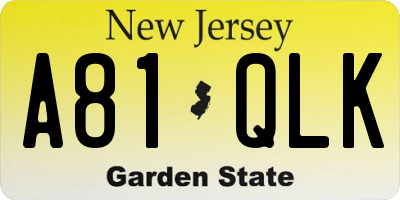 NJ license plate A81QLK