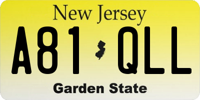 NJ license plate A81QLL