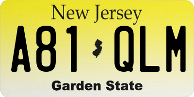 NJ license plate A81QLM