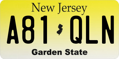 NJ license plate A81QLN