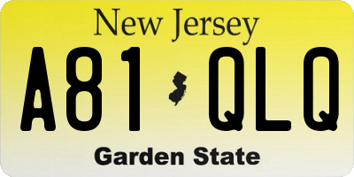 NJ license plate A81QLQ