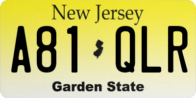 NJ license plate A81QLR