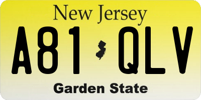 NJ license plate A81QLV