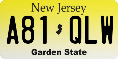 NJ license plate A81QLW