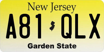 NJ license plate A81QLX
