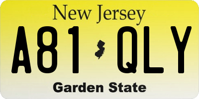 NJ license plate A81QLY