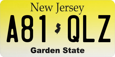 NJ license plate A81QLZ