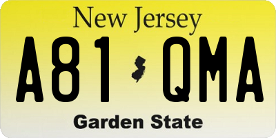 NJ license plate A81QMA