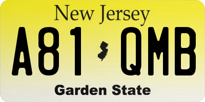 NJ license plate A81QMB