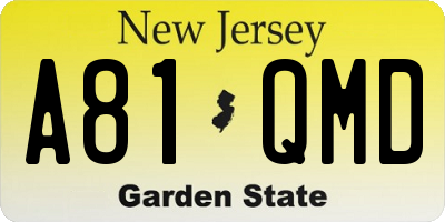 NJ license plate A81QMD