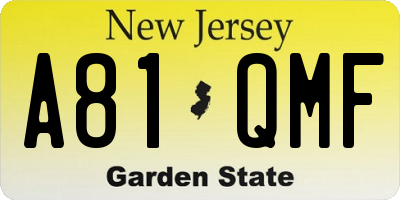 NJ license plate A81QMF