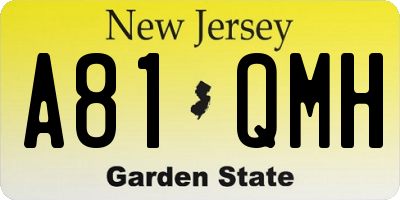 NJ license plate A81QMH