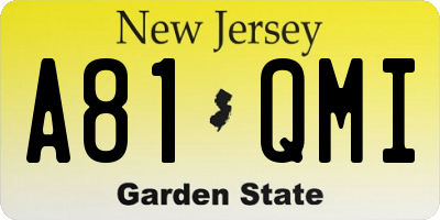 NJ license plate A81QMI