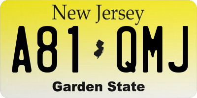 NJ license plate A81QMJ