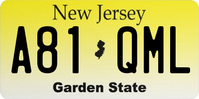 NJ license plate A81QML