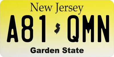 NJ license plate A81QMN