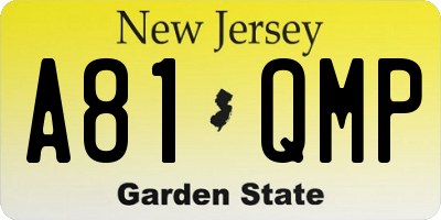 NJ license plate A81QMP