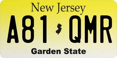 NJ license plate A81QMR