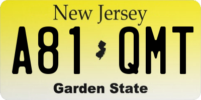 NJ license plate A81QMT