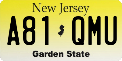 NJ license plate A81QMU