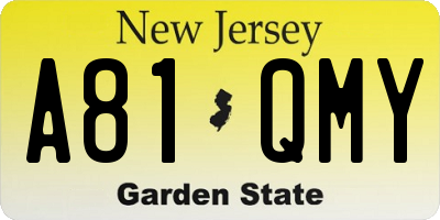 NJ license plate A81QMY