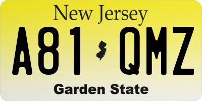 NJ license plate A81QMZ