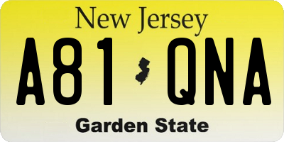 NJ license plate A81QNA