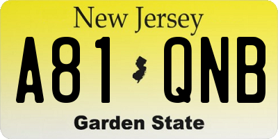 NJ license plate A81QNB