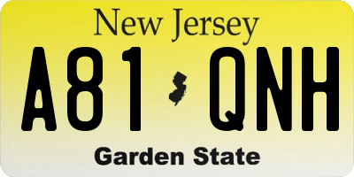 NJ license plate A81QNH